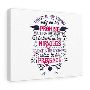 Scripture Sign  His Timing Bible Verse Canvas Christian Wall Art Ready to Hang